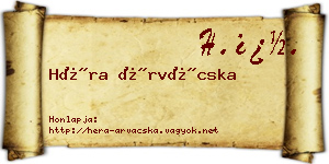 Héra Árvácska névjegykártya